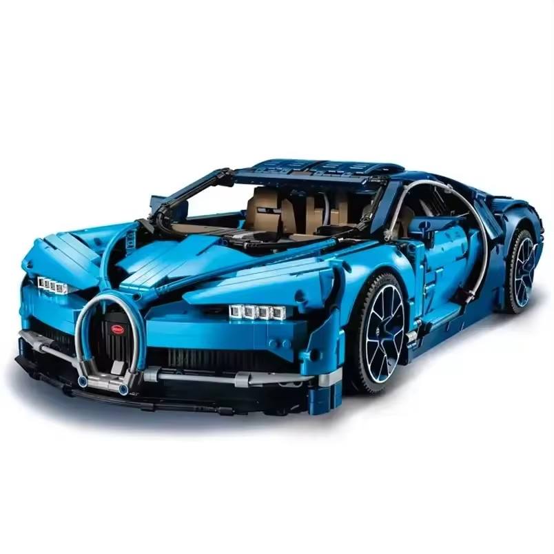 Blue Bugatti Chiron – 1:8 Scale  Brick Building Set (4031 Pieces)
